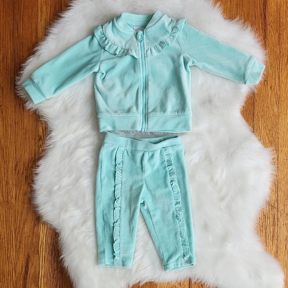 Baby Girl Tracksuit Outfit Velour 3-6M